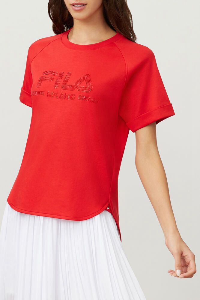 Fila Tričko Damske Milano Cotton Červené - NHPWZ8964